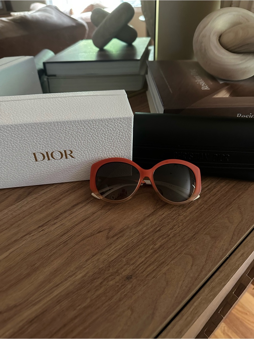 Dior Women’s Coral-Orange Gradient Round Sunglasses - Picture 1 of 6